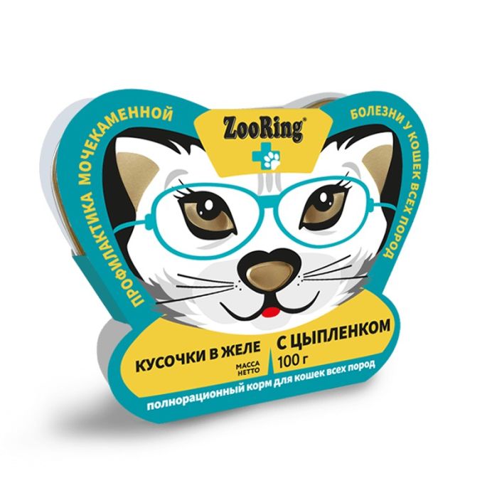 ЗооРинг консервы для кошек 100 гр желе цыпленок профилактика МКБ