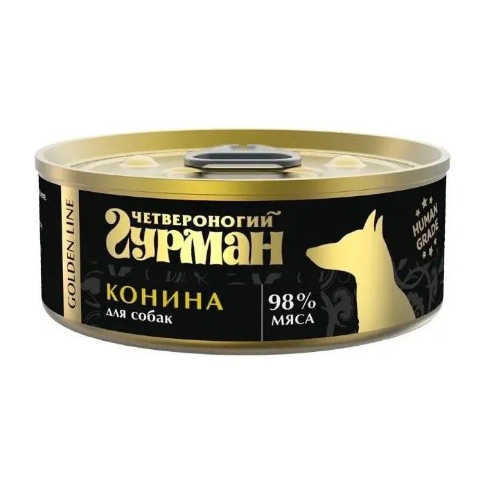Четвероногий Гурман Голден консервы для собак 100 гр конина  желе